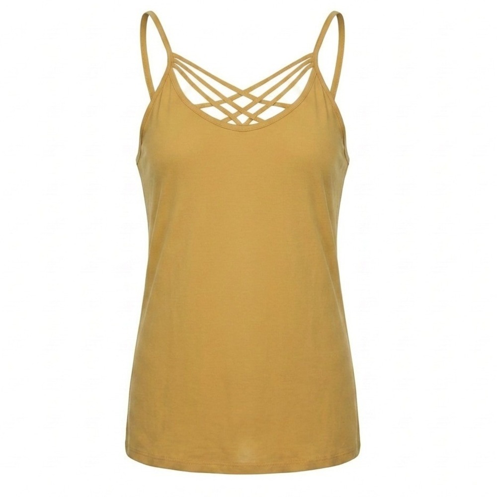 Maurices Plus Size 1X Yellow Strappy Detail Stretch Cami Tank Spring Summer Top